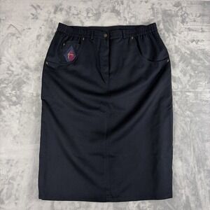 VTG Patrizia By Mondi Blue Pencil Midi Skirt Size 20 Germany 90's Retro Wool
